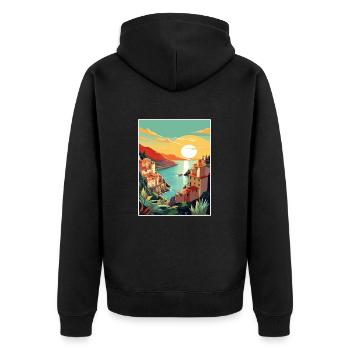 Cinque Terre Italie Décoration Patmos Affiche De Voyage - Veste à capuche bio Premium Unisexe - noir - Dos - Nico (187cm)