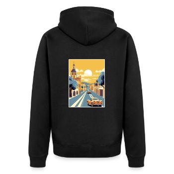 Jerez de la Frontera Spanien Vintage Reiseposter - Unisex Premium Bio Zip Hoodie - Schwarz - Hinten - Nico (187cm)