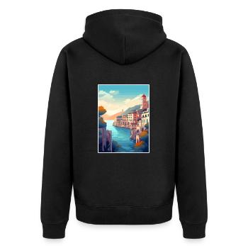Amalfi Italie Décoration Vintage Voyage Affiche WPA - Veste à capuche bio Premium Unisexe - noir - Dos - Nico (187cm)