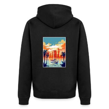 Palma De Mallorca Spain Vintage Travel Poster WPA - Unisex Premium Organic Zip Hoodie - black - Back - Nico (187cm)