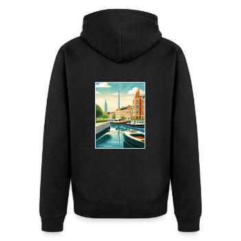 Copenhague Danemark Vintage voyage affiche Souvenir - Veste à capuche bio Premium Unisexe - noir - Dos - Nico (187cm)