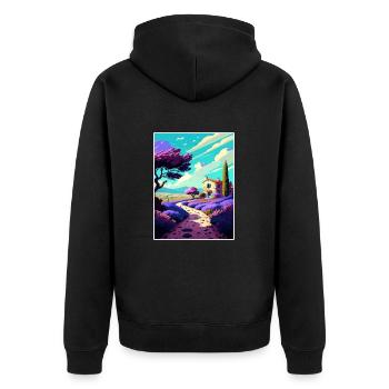 Provence Frankreich Vintage Reiseposter WPA Souvenir - Unisex Premium Bio Zip Hoodie - Schwarz - Hinten - Nico (187cm)