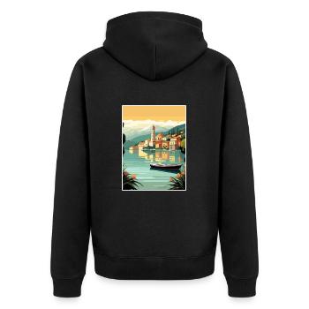Lake Como Italy Decoration Vintage Travel Poster - Unisex Premium Organic Zip Hoodie - black - Back - Nico (187cm)