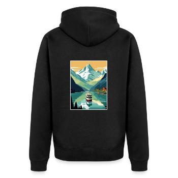 The Fjords Norway Norwegian Mountains Scandinavian - Unisex Premium Organic Zip Hoodie - black - Back - Nico (187cm)