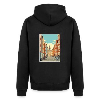 Copenhague Danemark Vintage voyage affiche Souvenir - Veste à capuche bio Premium Unisexe - noir - Dos - Nico (187cm)