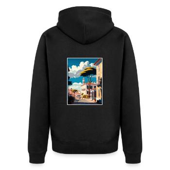 Tomar Portugal Vintage voyage affiche WPA Souvenir - Veste à capuche bio Premium Unisexe - noir - Dos - Nico (187cm)