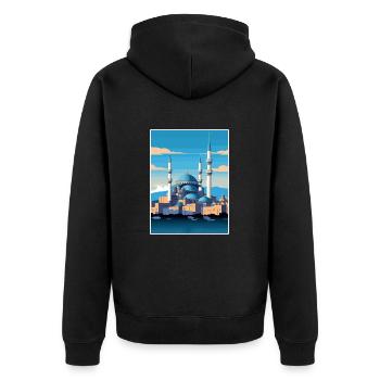 Istanbul Décoration Turquie Vintage Affiche De Voyage - Veste à capuche bio Premium Unisexe - noir - Dos - Nico (187cm)