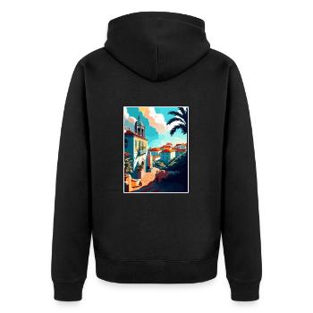 Sintra Portugal Vintage voyage affiche WPA Souvenir - Veste à capuche bio Premium Unisexe - noir - Dos - Nico (187cm)