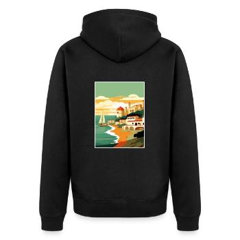 Costa De La Luz Espagne Vintage Voyage Poster WPA - Veste à capuche bio Premium Unisexe - noir - Dos - Nico (187cm)