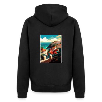 Sao Miguel Portugal Vintage Travel Poster Souvenir - Unisex Premium Organic Zip Hoodie - black - Back - Nico (187cm)