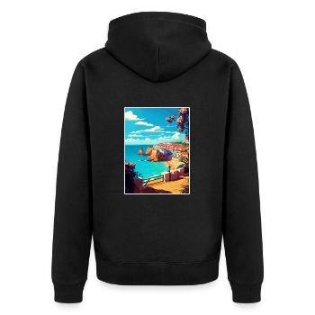 Albufeira Portugal Cascais Vintage Travel Poster - Unisex Premium Organic Zip Hoodie - black - Back - Nico (187cm)