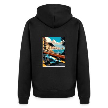 Monaco Vintage Travel Poster WPA Souvenir - Unisex Premium Organic Zip Hoodie - black - Back - Nico (187cm)
