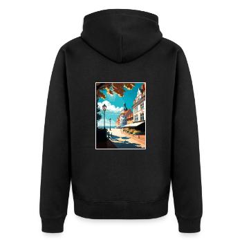 Sopot Polen Vintage Reiseposter WPA Souvenir - Unisex Premium Bio Zip Hoodie - Schwarz - Hinten - Nico (187cm)
