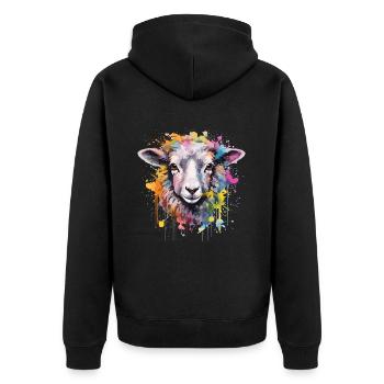Watercolor Sheep with splash - Unisex Premium Organic Zip Hoodie - black - Back - Nico (187cm)