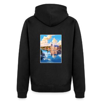 Naantali Finlande Vintage voyage affiche Souvenir - Veste à capuche bio Premium Unisexe - noir - Dos - Nico (187cm)