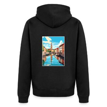 Turku Finnland Vintage Reiseposter WPA Souvenir - Unisex Premium Bio Zip Hoodie - Schwarz - Hinten - Nico (187cm)