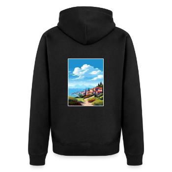 Elba Italien Vintage Reiseposter WPA Souvenir - Unisex Premium Bio Zip Hoodie - Schwarz - Hinten - Nico (187cm)