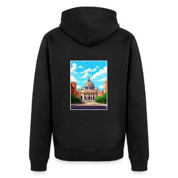 Vatikan Italien Dekoration Vintage Reiseposter WPA - Unisex Premium Bio Zip Hoodie - Schwarz - Hinten - Nico (187cm)