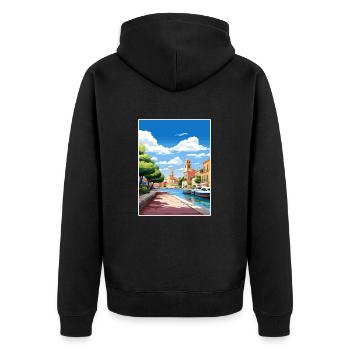 Figueres Spain Vintage Travel Poster WPA Souvenir - Unisex Premium Organic Zip Hoodie - black - Back - Nico (187cm)