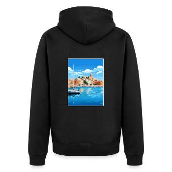 Balearen Spanien Vintage Reiseposter WPA - Unisex Premium Bio Zip Hoodie - Schwarz - Hinten - Nico (187cm)