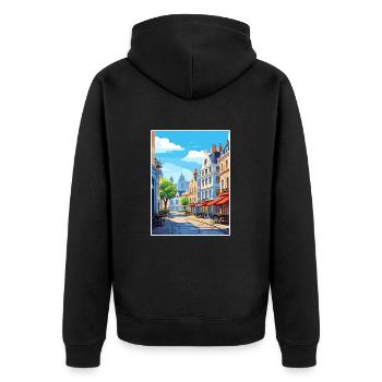 Lille Frankreich Vintage Reiseposter WPA Souvenir - Unisex Premium Bio Zip Hoodie - Schwarz - Hinten - Nico (187cm)