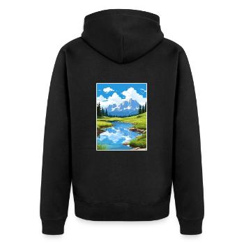 Nationalpark Aiguestortes Estany de Sant Maurici - Unisex Premium Bio Zip Hoodie - Schwarz - Hinten - Nico (187cm)