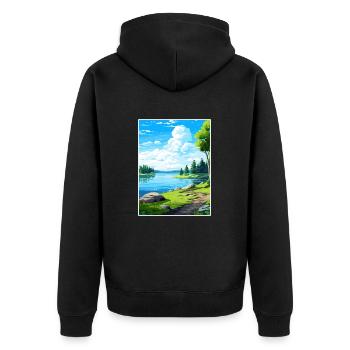 Lake Sainte Croix Deco Vintage Travel Poster WPA - Unisex Premium Organic Zip Hoodie - black - Back - Nico (187cm)