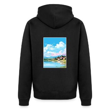 Lac Banyoles Espagne Ibiza Déco Affiche de voyage - Veste à capuche bio Premium Unisexe - noir - Dos - Nico (187cm)