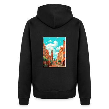 Danzig Polnische Ostseeküste Polen Reiseplakat - Unisex Premium Bio Zip Hoodie - Schwarz - Hinten - Nico (187cm)
