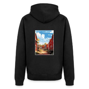 Porvoo Finlande Vintage voyage affiche WPA Souvenir - Veste à capuche bio Premium Unisexe - noir - Dos - Nico (187cm)