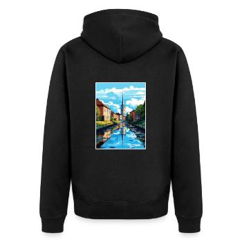 Turku Finnland Vintage Reiseposter WPA Souvenir - Unisex Premium Bio Zip Hoodie - Schwarz - Hinten - Nico (187cm)