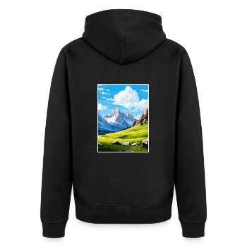 Picos De Europa National Park Travel Poster - Unisex Premium Organic Zip Hoodie - black - Back - Nico (187cm)