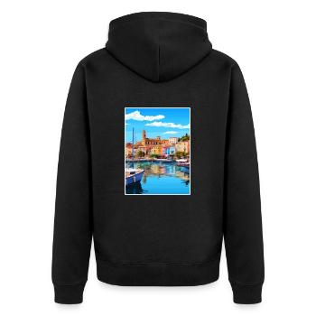 Figueres Spain Vintage Travel Poster WPA Souvenir - Unisex Premium Organic Zip Hoodie - black - Back - Nico (187cm)