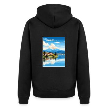 Lake Varese Italy Vintage Travel Poster Souvenir - Unisex Premium Organic Zip Hoodie - black - Back - Nico (187cm)