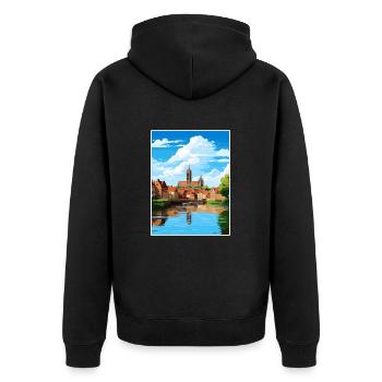 Amiens Frankreich Vintage Reiseplakat WPA Souvenir - Unisex Premium Bio Zip Hoodie - Schwarz - Hinten - Nico (187cm)
