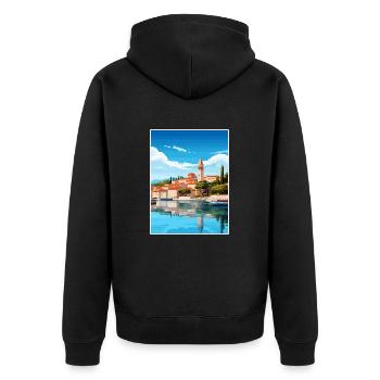 Budva Monténégro vintage Affiche de voyage Souvenir - Veste à capuche bio Premium Unisexe - noir - Dos - Nico (187cm)