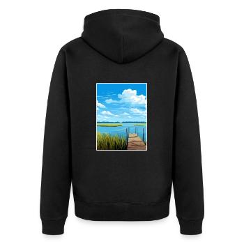 Albuferasee Spanien Ibiza Deko Reiseposter - Unisex Premium Bio Zip Hoodie - Schwarz - Hinten - Nico (187cm)