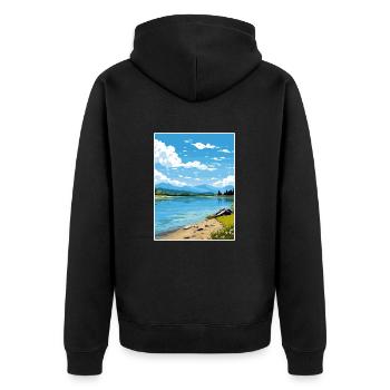 Lac Banyoles Espagne Ibiza Déco Affiche De Voyage - Veste à capuche bio Premium Unisexe - noir - Dos - Nico (187cm)