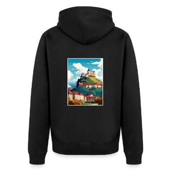 Ljubljana Slovénie Vintage voyage affiche Souvenir - Veste à capuche bio Premium Unisexe - noir - Dos - Nico (187cm)