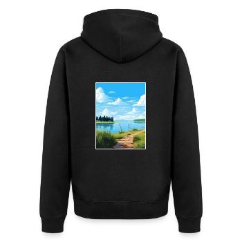 Lac Lacanau Déco Affiche Voyage Vintage Souvenir - Veste à capuche bio Premium Unisexe - noir - Dos - Nico (187cm)