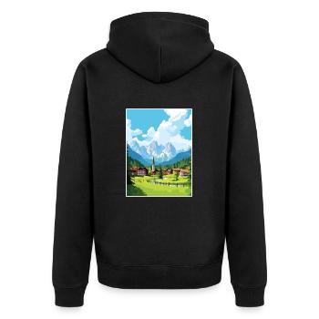 Kranjska Gora Slovénie affiche de voyage vintage WPA - Veste à capuche bio Premium Unisexe - noir - Dos - Nico (187cm)