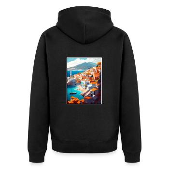 Hydra Greece Decoration Vintage Travel Poster WPA - Unisex Premium Organic Zip Hoodie - black - Back - Nico (187cm)