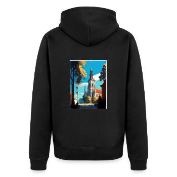 Bialystok Pologne Vintage voyage affiche Souvenir - Veste à capuche bio Premium Unisexe - noir - Dos - Nico (187cm)