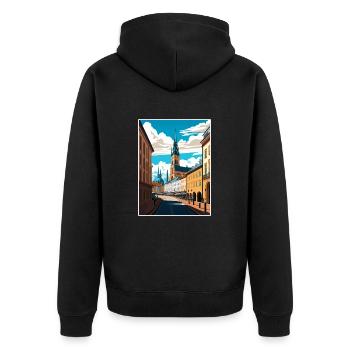 Olomouc République tchèque Vintage Travel Poster WPA - Veste à capuche bio Premium Unisexe - noir - Dos - Nico (187cm)