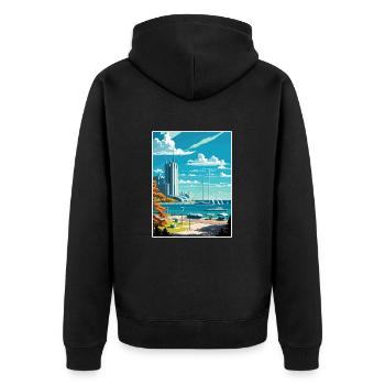Gydnia Pologne Vintage voyage affiche WPA Souvenir - Veste à capuche bio Premium Unisexe - noir - Dos - Nico (187cm)