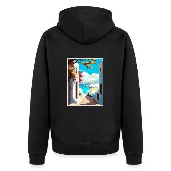 Paros Greece Decoration Vintage Travel Poster WPA - Unisex Premium Organic Zip Hoodie - black - Back - Nico (187cm)