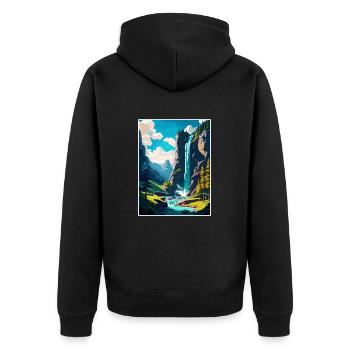 Trummelbachfälle Schweiz Reiseplakat - Unisex Premium Bio Zip Hoodie - Schwarz - Hinten - Nico (187cm)
