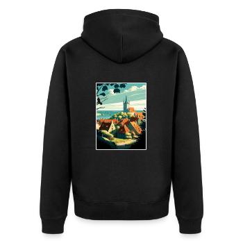 Visby Sweden Vintage Travel Poster WPA Souvenir - Unisex Premium Organic Zip Hoodie - black - Back - Nico (187cm)