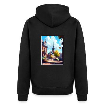 Lund Sweden Vintage Travel Poster WPA Souvenir - Unisex Premium Organic Zip Hoodie - black - Back - Nico (187cm)