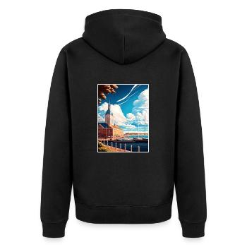 Jonköping Suède Vintage voyage affiche Souvenir - Veste à capuche bio Premium Unisexe - noir - Dos - Nico (187cm)